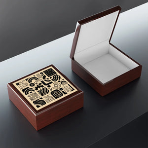 Luxury Black Pattern Jewelry Box - Dual Hinges - Dipaliz