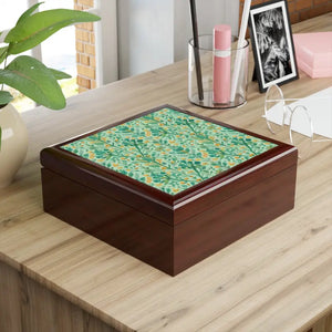 Glossy Ceramic Tile Jewelry Box with Soft Felt Interior - Dipaliz
