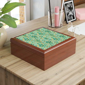 Floral Jewelry Box - Glossy Ceramic Tile - Dipaliz