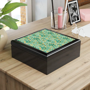 Floral Jewelry Box - Glossy Ceramic Tile - Dipaliz