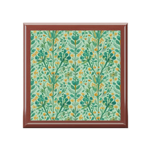 Floral Jewelry Box - Glossy Ceramic Tile - Dipaliz