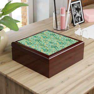 Floral Jewelry Box - Glossy Ceramic Tile - Dipaliz