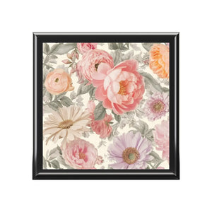 Elegant Peonies Pattern Jewelry Box - Glossy Ceramic Tile - Dipaliz