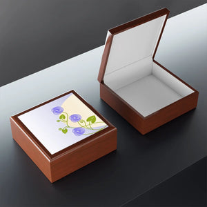 Floral Jewelry Box – Dual Hinges Rubberwood - Dipaliz