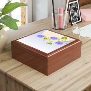 Floral Jewelry Box – Dual Hinges Rubberwood - Dipaliz
