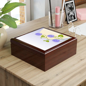 Floral Jewelry Box – Dual Hinges Rubberwood - Dipaliz