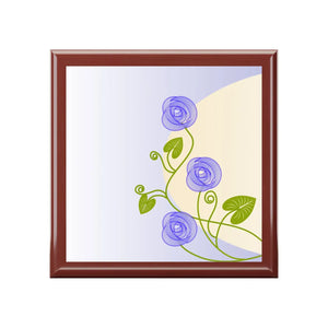 Floral Jewelry Box – Dual Hinges Rubberwood - Dipaliz
