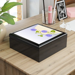 Floral Jewelry Box – Dual Hinges Rubberwood - Dipaliz