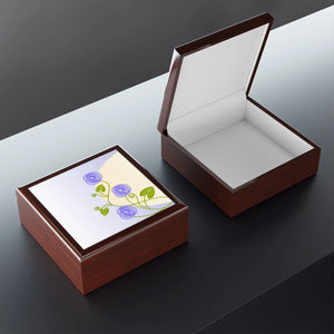 Floral Jewelry Box – Dual Hinges Rubberwood - Dipaliz