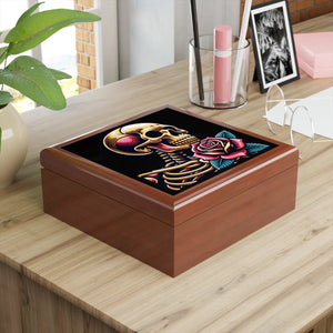 Glossy Skull Rose Jewelry Box - Varnish Finish - Dipaliz
