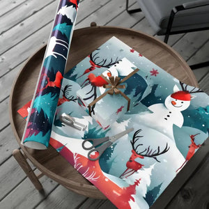 Christmas Snowman Gift Wrap Papers - Festive Holiday Design - Dipaliz - 30’’ x 144’’ / Satin - Wrapping Paper
