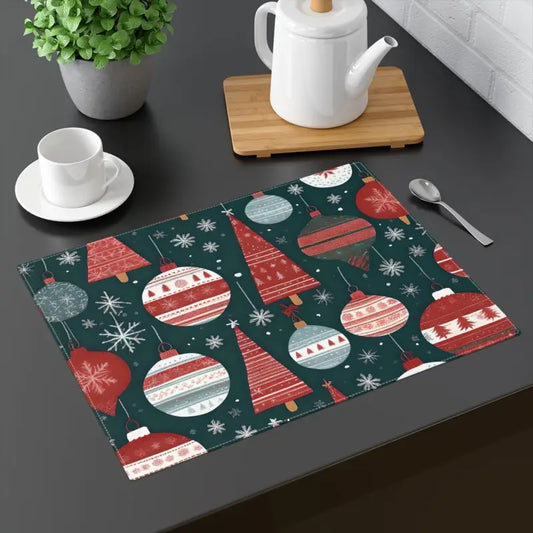 Jolly Holly Placemats: Elevate your Christmas Table Style - 18’’ × 14’’ Home Decor