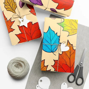 Autumn Leaves Gift Wrap Papers - Festive Fall Design - Dipaliz - 30’’ x 72’’ / Satin - Wrapping Paper
