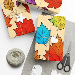 Autumn Leaves Gift Wrap Papers - Festive Fall Design - Dipaliz - 30’’ x 72’’ / Matte - Wrapping Paper