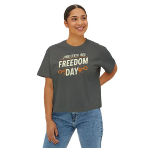 Juneteenth Freedom Day Womens Flowy Rolled Boxy Tee - Dipaliz - Clothing Tops