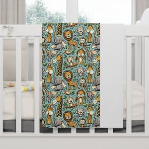 Jungle Animals Fleece Baby Blanket - Soft Nursery Bedding - Dipaliz - 30’’ × 40’’ / White - Home Decor