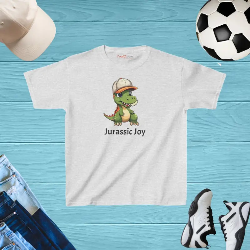 Dinosaur Joy Kids Cotton Tee - Fun and Comfy! - Xs / Ash Clothes