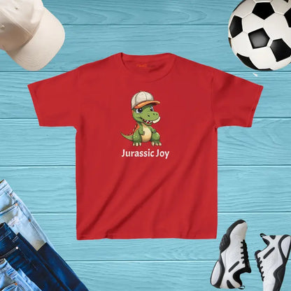 Dinosaur Joy Kids Cotton Tee - Fun and Comfy! - Xs / Red Clothes