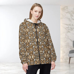 Outerwear - Kaleidoscope Brown Pattern Windbreaker Xs