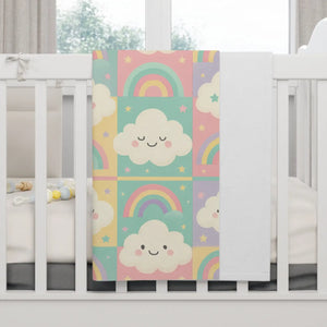 Kawaii Rainbows Soft Fleece Nursery Blanket - Dipaliz - Blankets