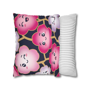 Soft pink floral pillow cover by DipaliZ, 28 inches square