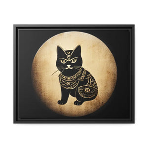 Japanese Samurai Cat Canvas Print Vintage Wall Art - Dipaliz - 20″ x 16″ (horizontal) / Black / 1.25’’ - Posters Prints