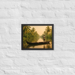 Kerala Backwaters Framed Poster Matte Black Wood Art - Dipaliz - 11″×14″ - Posters