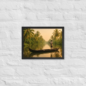 Kerala Backwaters Framed Poster Matte Black Wood Art - Dipaliz - 12″×16″ - Posters