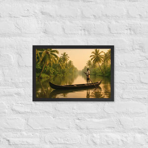 Kerala Backwaters Framed Poster Matte Black Wood Art - Dipaliz - 12″×18″ - Posters