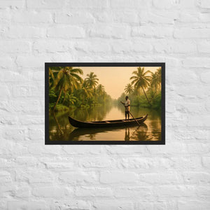 Kerala Backwaters Framed Poster Matte Black Wood Art - Dipaliz - 20″×30″ - Posters