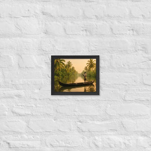 Kerala Backwaters Framed Poster Matte Black Wood Art - Dipaliz - 8″×10″ - Posters