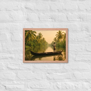 Kerala Backwaters Framed Poster Matte Black Wood Art - Dipaliz - Red Oak / 12″×16″ - Posters