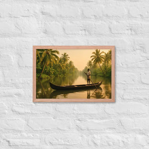 Kerala Backwaters Framed Poster Matte Black Wood Art - Dipaliz - Red Oak / 12″×18″ - Posters