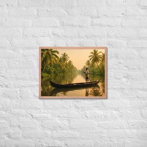 Kerala Backwaters Framed Poster Matte Black Wood Art - Dipaliz - Red Oak / 18″×24″ - Posters