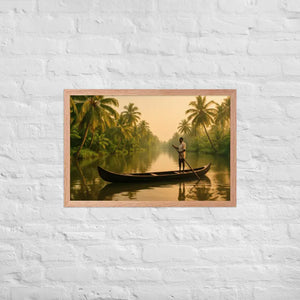 Kerala Backwaters Framed Poster Matte Black Wood Art - Dipaliz - Red Oak / 20″×30″ - Posters