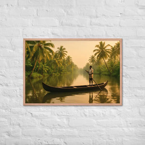 Kerala Backwaters Framed Poster Matte Black Wood Art - Dipaliz - Red Oak / 24″×36″ - Posters