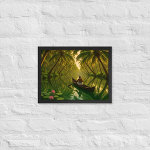Kerala Backwaters Framed Poster Matte Black Wood Frame Dipaliz - 12″×16″ - Posters