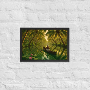 Kerala Backwaters Framed Poster Matte Black Wood Frame Dipaliz - 12″×18″ - Posters