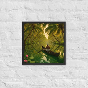 Kerala Backwaters Framed Poster Matte Black Wood Frame Dipaliz - 16″×16″ - Posters