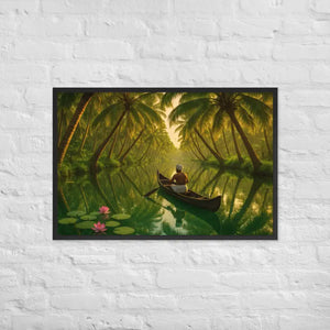 Kerala Backwaters Framed Poster Matte Black Wood Frame Dipaliz - 24″×36″ - Posters