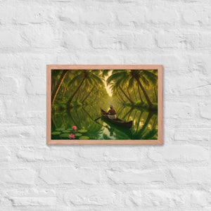 Kerala Backwaters Framed Poster Matte Black Wood Frame Dipaliz - Red Oak / 12″×18″ - Posters