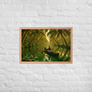 Kerala Backwaters Framed Poster Matte Black Wood Frame Dipaliz - Red Oak / 20″×30″ - Posters