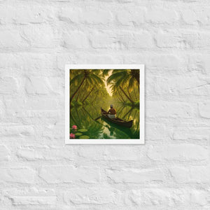 Kerala Backwaters Framed Poster Matte Black Wood Frame Dipaliz - White / 12″×12″ - Posters
