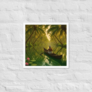 Kerala Backwaters Framed Poster Matte Black Wood Frame Dipaliz - White / 16″×16″ - Posters