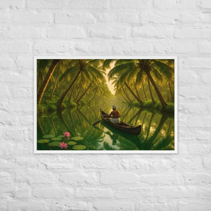 Kerala Backwaters Framed Poster Matte Black Wood Frame Dipaliz - White / 24″×36″ - Posters