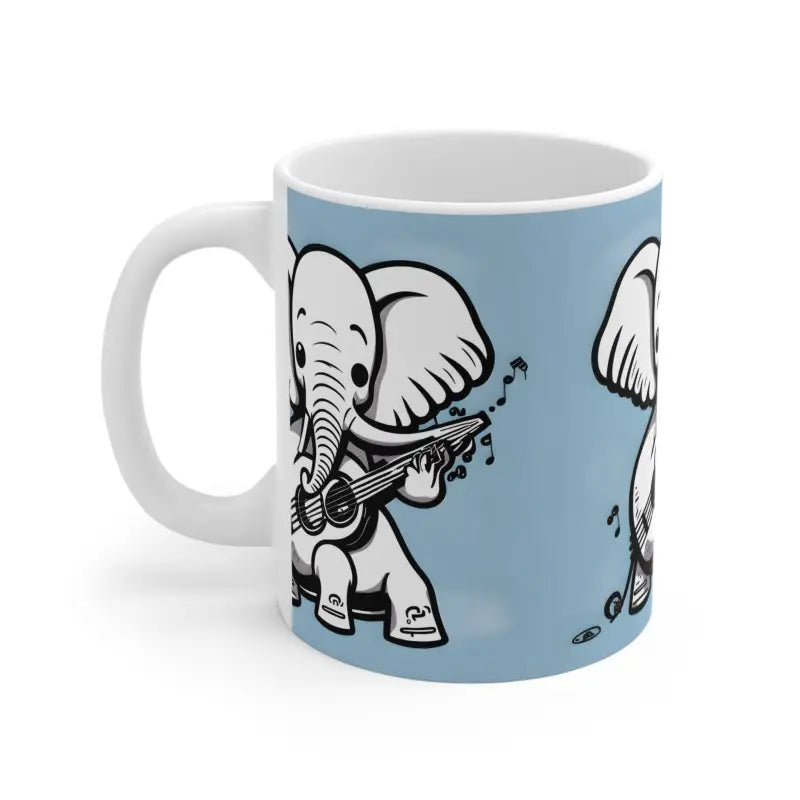 Rock your Mornings with a Fun Elephant Playing Guitar Mug - 11oz