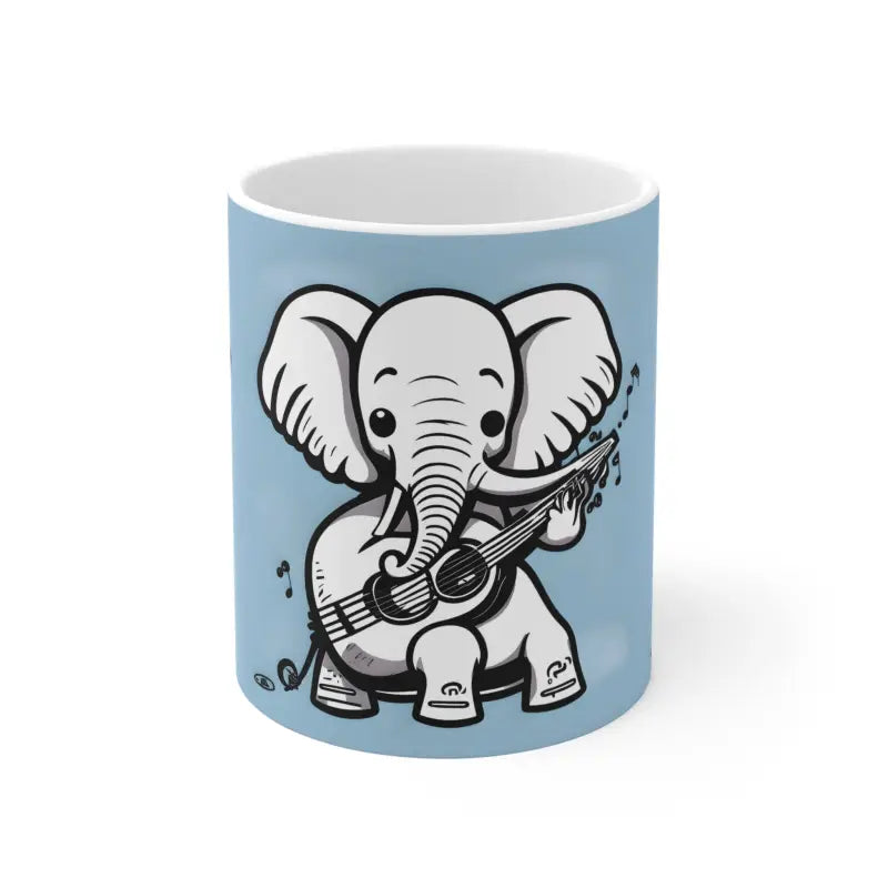 Rock your Mornings with a Fun Elephant Playing Guitar Mug - 11oz