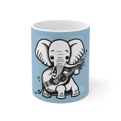 Rock your Mornings with a Fun Elephant Playing Guitar Mug - 11oz