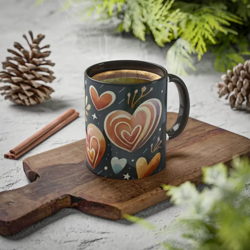 Start your Day with Colorful Hearts Pattern Mugs! - 11oz / Black Mug