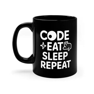 Eat Sleep Code Black Coffee Mugs for Programmers - Dipaliz - 11oz